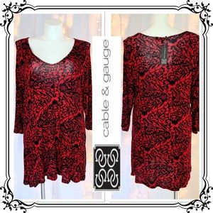 🆕 CABLE & GAGE⭐️ Long Sleeve Red & Black Dress